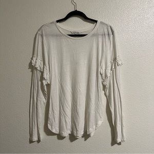 Rebecca Minkoff Ruffle Long Sleeve White Tshirt